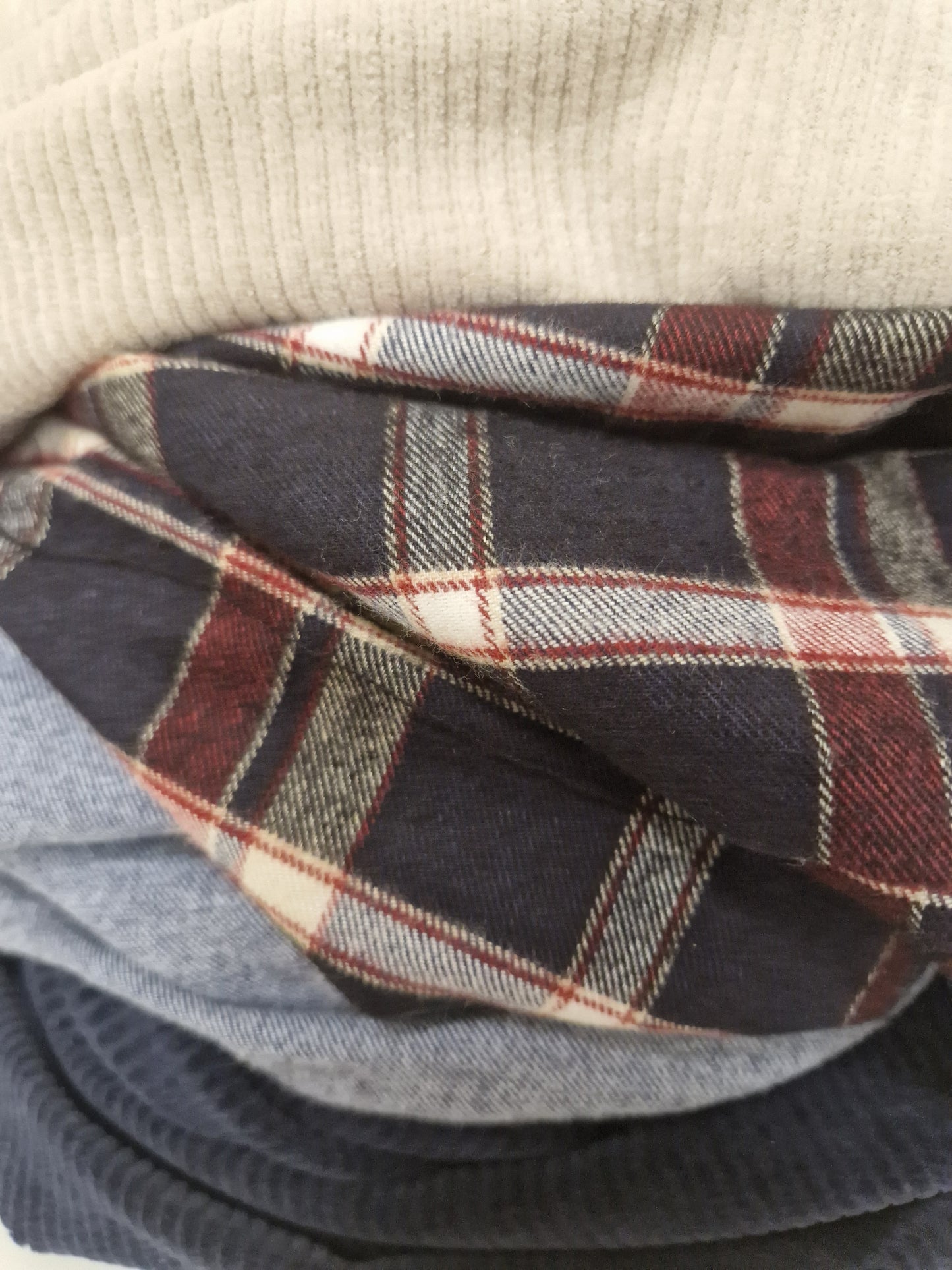 Loop Schal, Herren, 100 % Baumwolle, Karo, Marineblau, Bordeaux, Sand