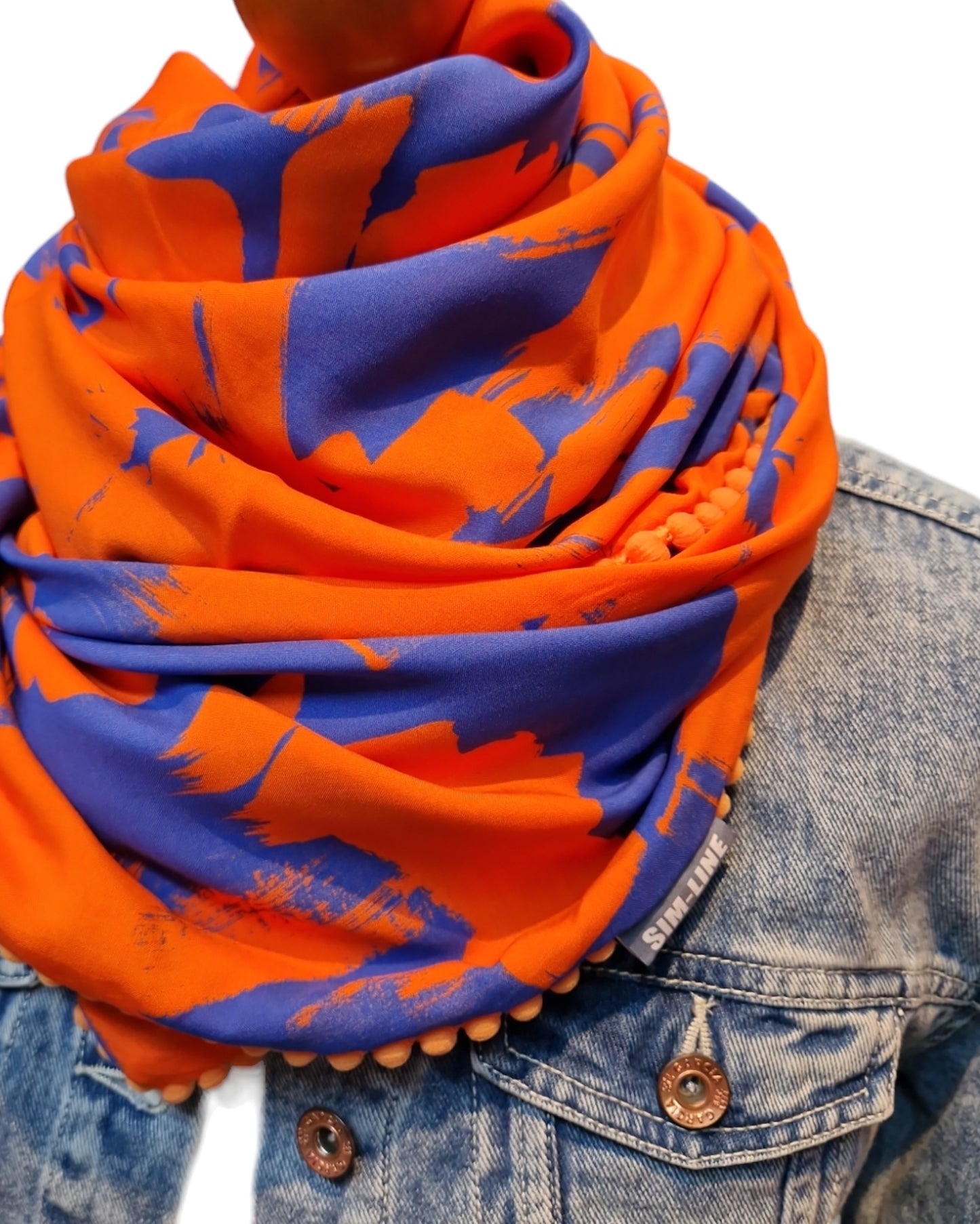 Dreieckstuch Selma, Damen Schal, Halstuch, orange blau