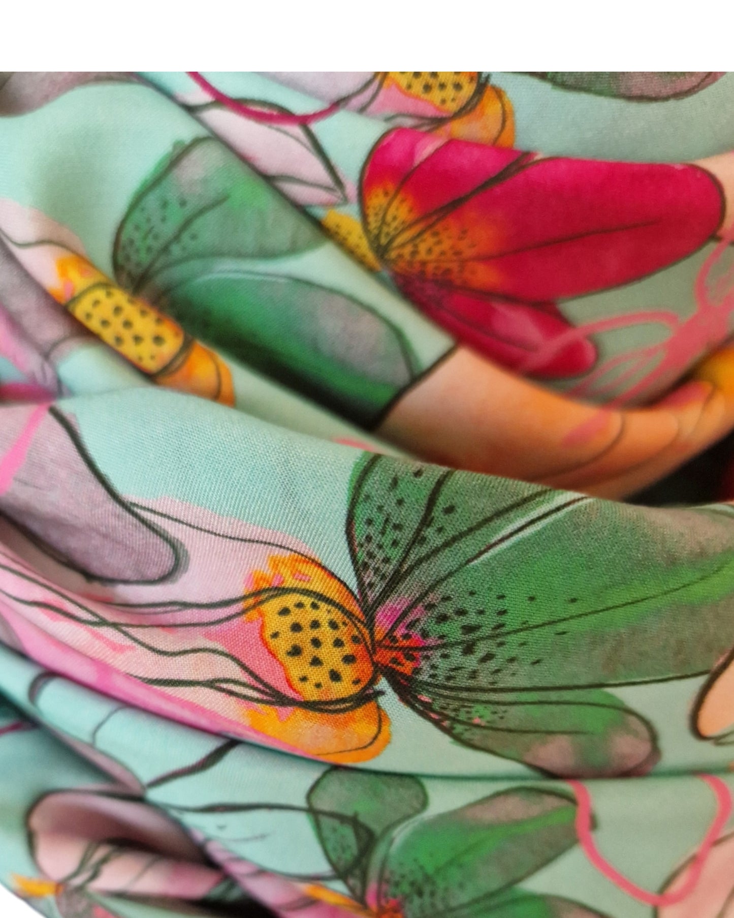 Dreieckstuch Damen Samantha, Schal Damen, Blumen, Mint, Pink, orange