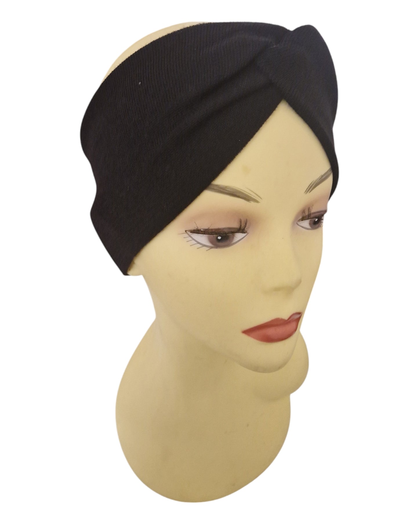 Stirnband in 100% Merino Wolle, schwarz