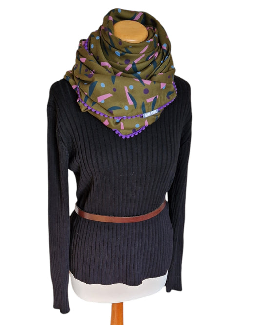 Dreieckstuch Damen Vivi, Schal Damen, Viskose, Olivegrün, lila, rosa, Petrol