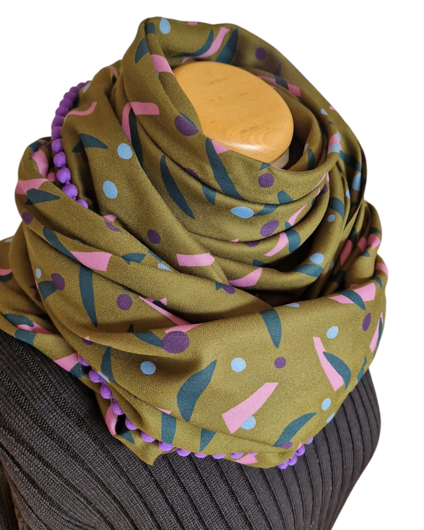Dreieckstuch Damen Vivi, Schal Damen, Viskose, Olivegrün, lila, rosa, Petrol