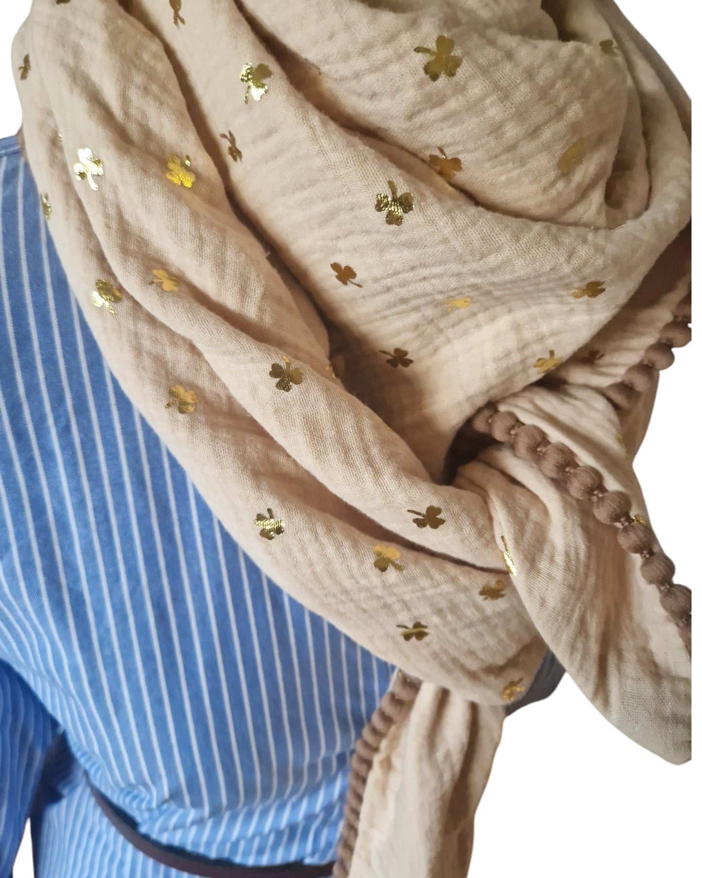 Dreieckstuch Damen Musselin Ava, Schal Dame, Musselintuch, beige, goldige 🍀