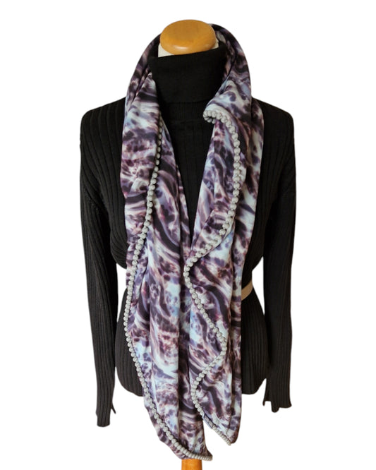 Dreieckstuch Damen Martina, Schal Damen, Leo-Zebra Muster, Schwarz, hellblau, grau , braun