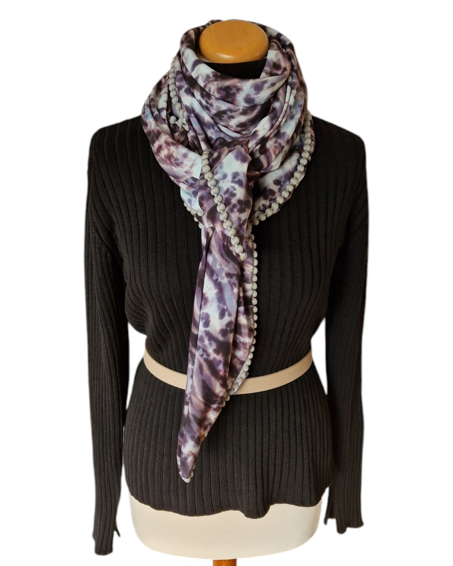 Dreieckstuch Damen Martina, Schal Damen, Leo-Zebra Muster, Schwarz, hellblau, grau , braun