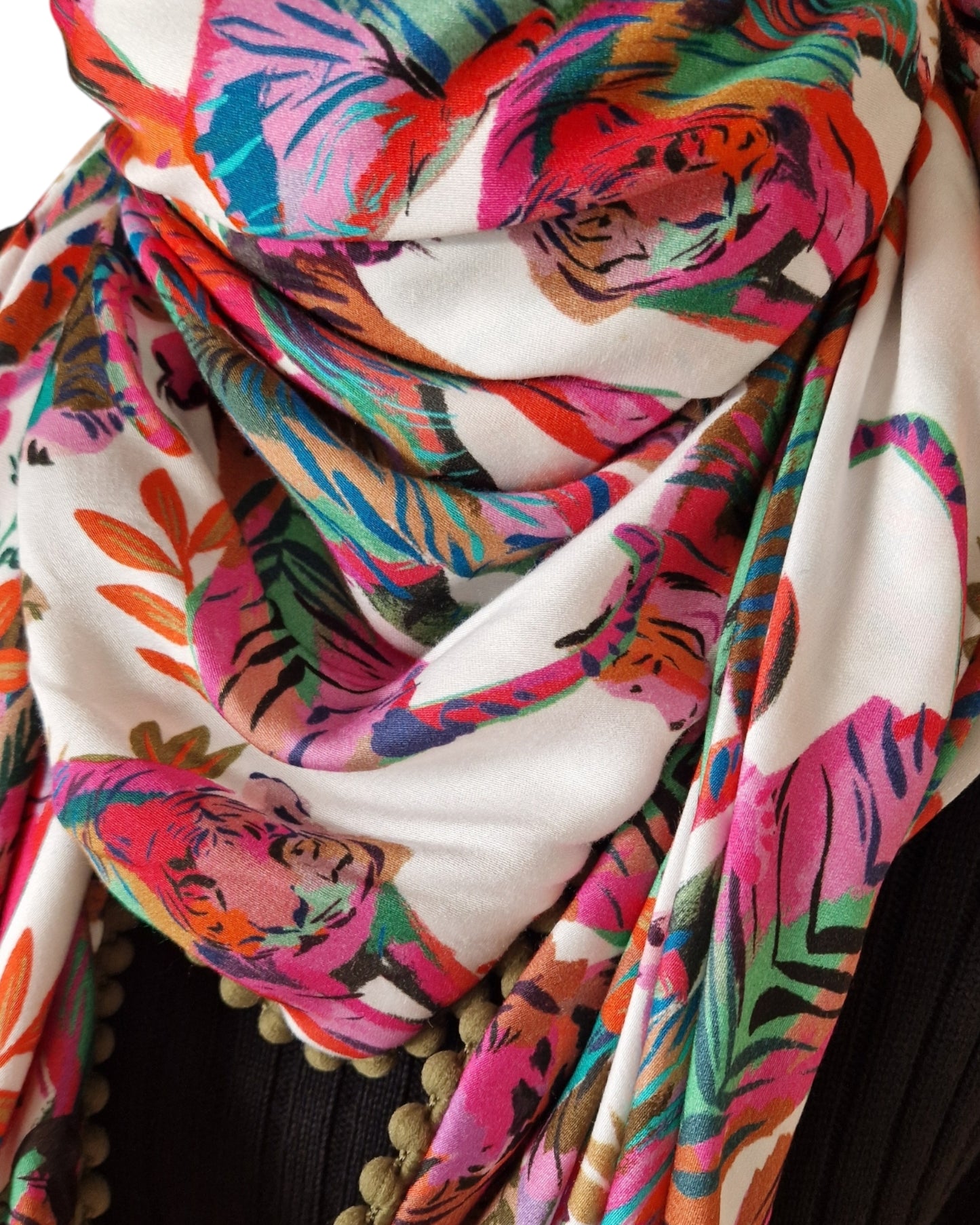 Dreieckstuch Damen Leona, Schal Damen, 🐅 Pink, Grün, farbig