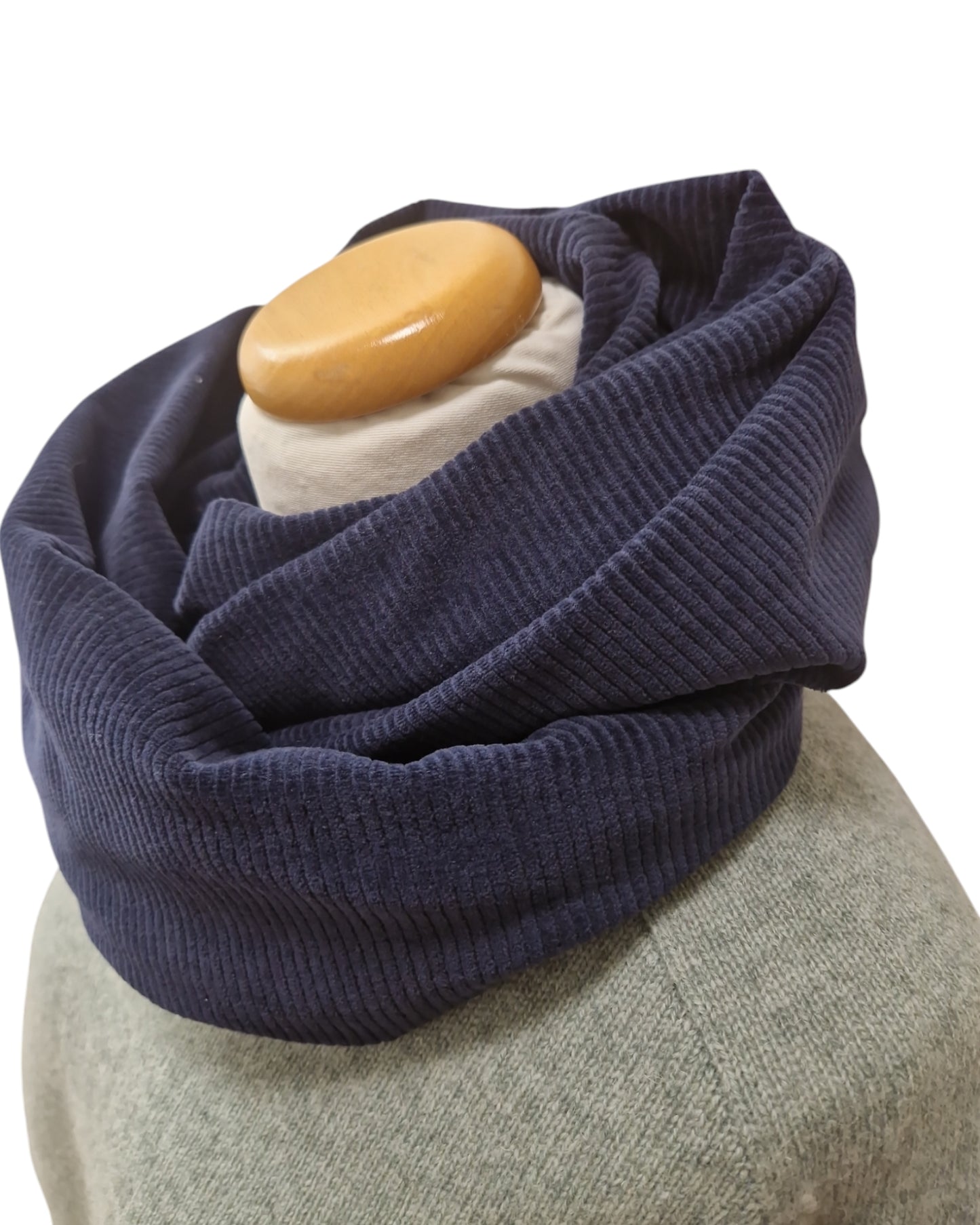 Loop Schal, Herren, in 100% Baumwolle-Cord, marineblau