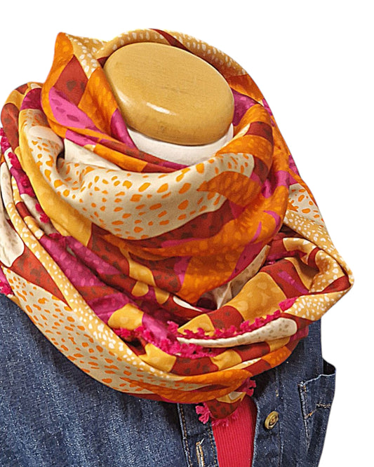 Dreieckstuch Damen Eliza, Schal Damen, orange, pink, beige
