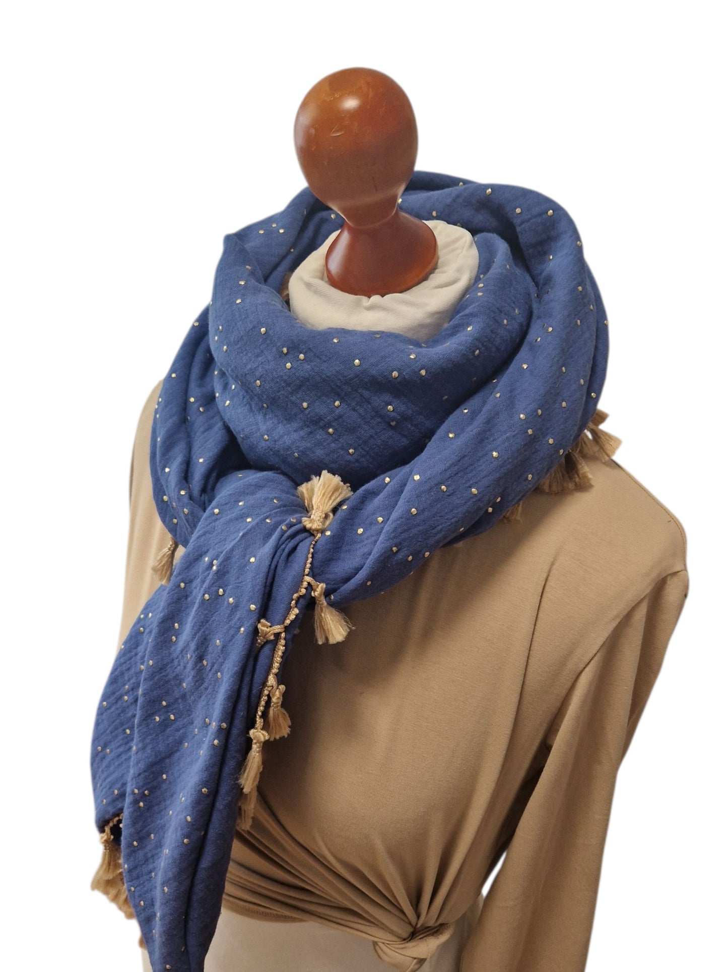 Dreieckstuch Damen Coco, Schal Damen, Musselinschal, jeansblau