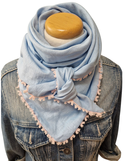 Dreieckstuch Damen Mireille, Schal Damen, Leinenschal, hellblau