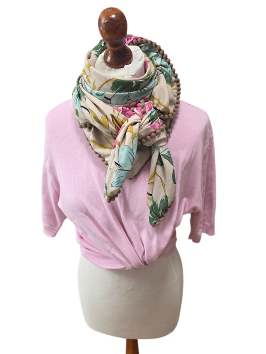Dreieckstuch Damen Marianna, Schal Damen, Blumen, Pink, mint, beige, grün