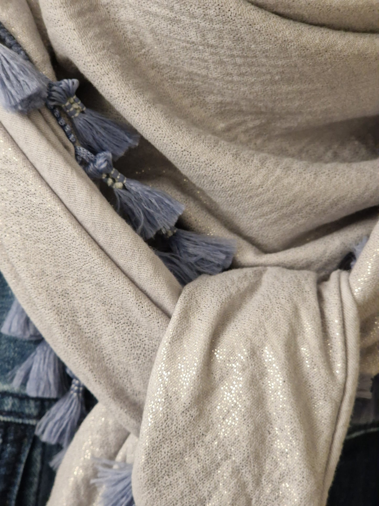 Dreieckstuch Damen Angelique, Schal Damen, glitzer, silber