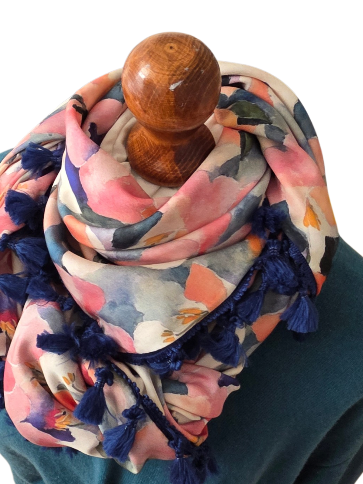 Dreieckstuch Damen Delia, Schal Damen, Blumen, rosa, grün, marineblau, olivegrün