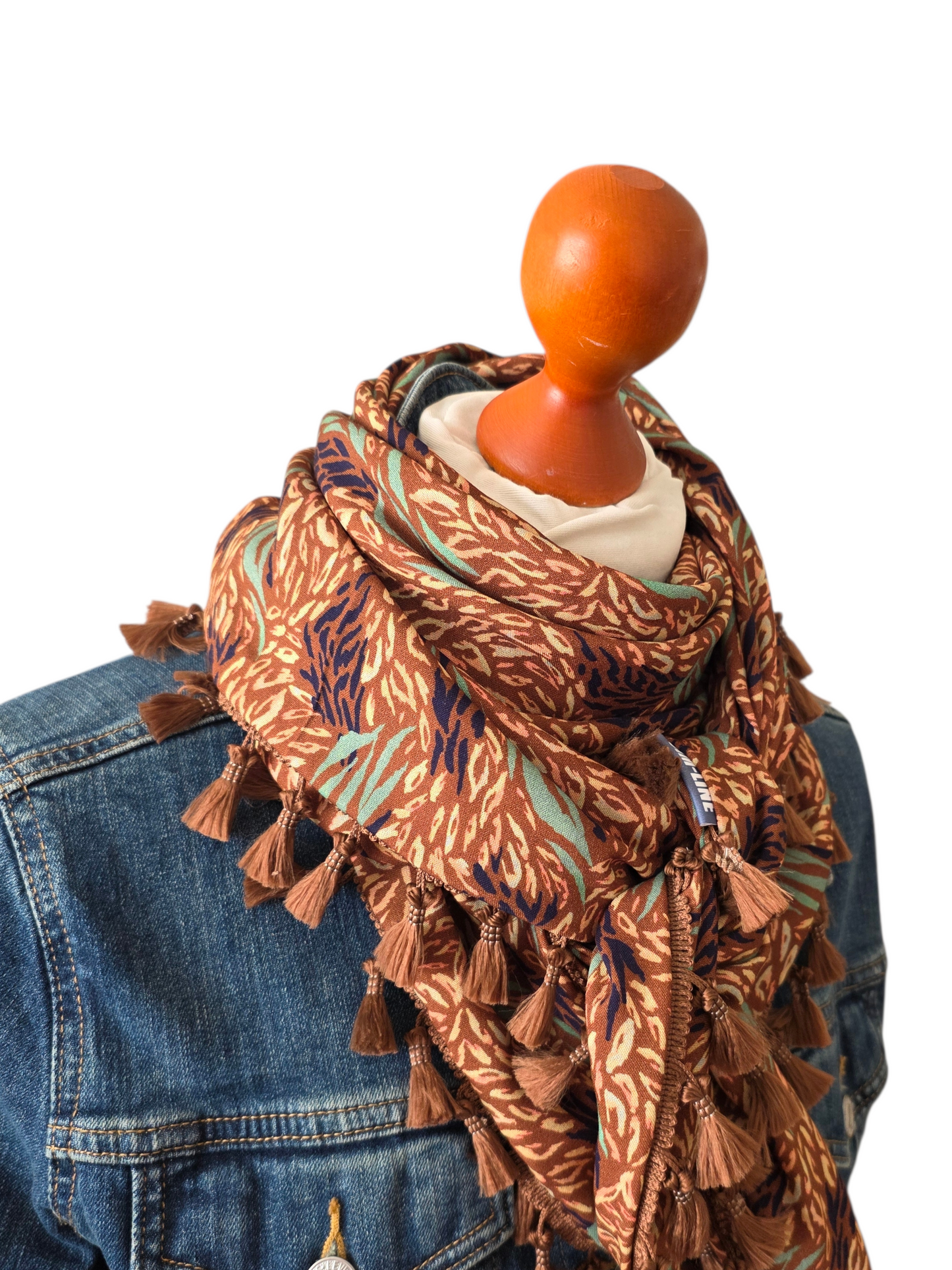 Dreieckstuch Damen Flavia, Schal Damen, braun, mint, peach, marineblau