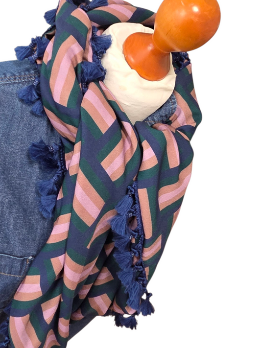 Dreieckstuch Damen Liviana, Schal Damen, hellbraun, petrol, rosa, marineblau