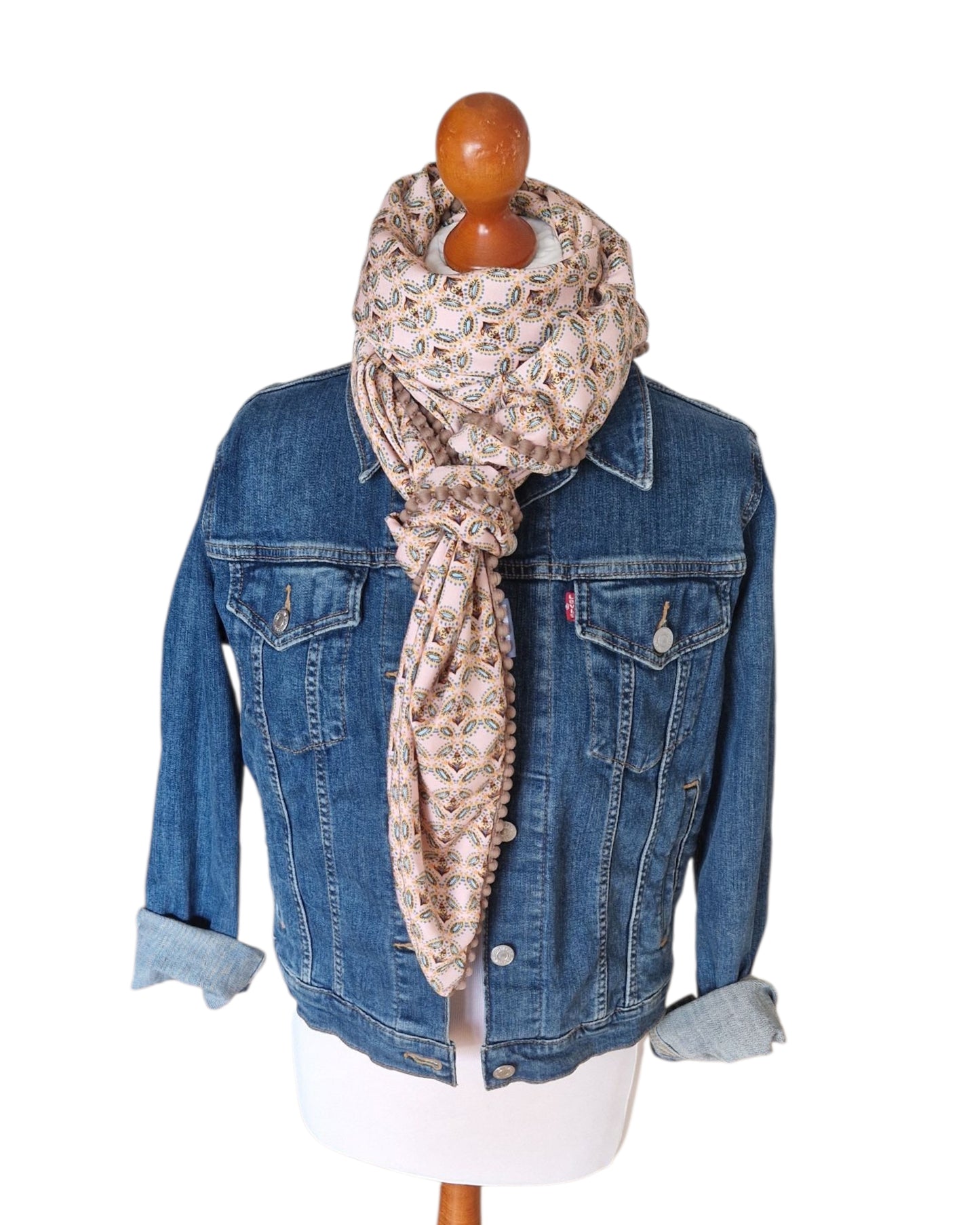 Dreieckstuch Damen Marielle, Schal Damen, rose', braun, hellblau