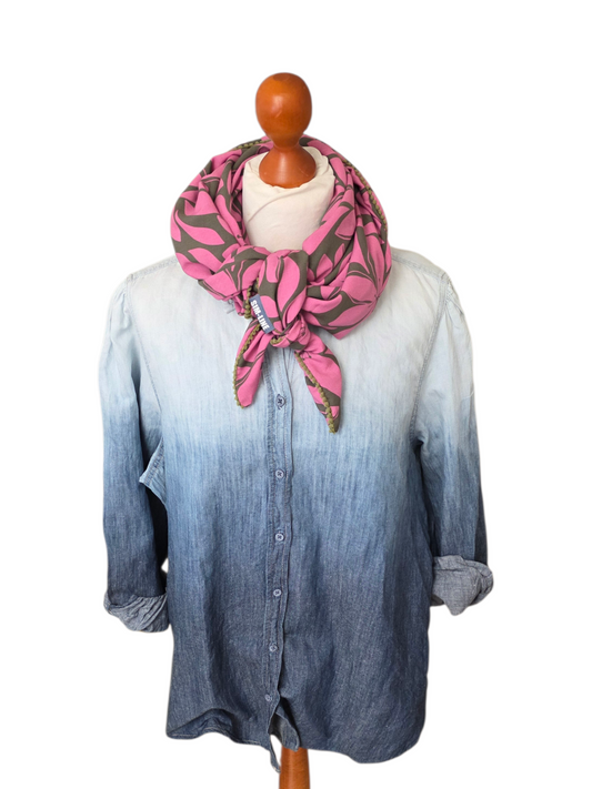 Dreieckstuch Damen Olli, Schal Damen, Blumen, Olivgrün, pink