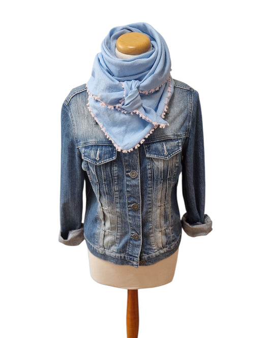 Dreieckstuch Damen Mireille, Schal Damen, Leinenschal, hellblau