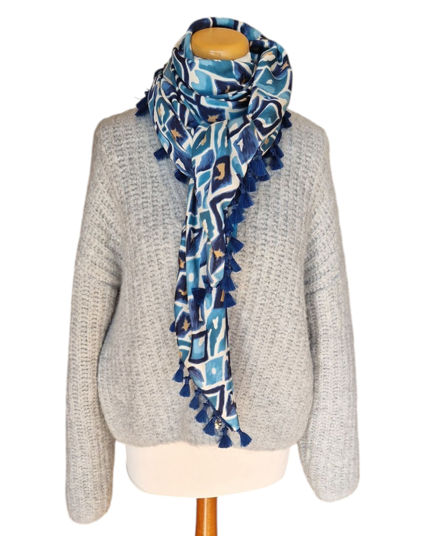 Dreieckstuch Damen Toni, Schal Damen, blau, grün, beige