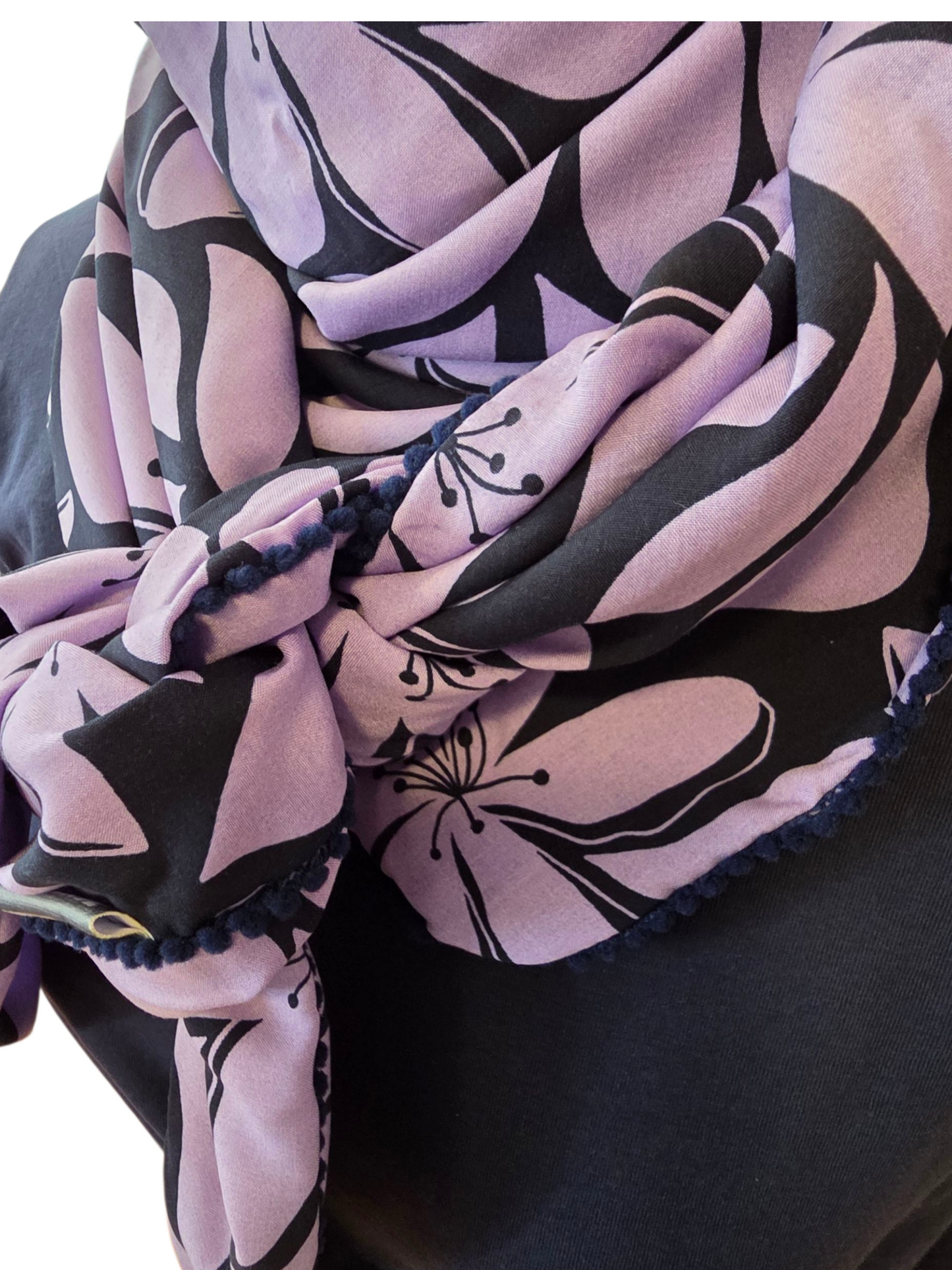 Dreieckstuch Damen Heather, Schal Damen, lila, marineblau, Blumen