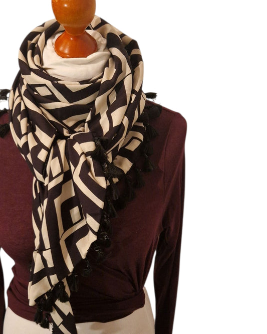 Dreieckstuch Damen Bessie, Schal Damen, beige, schwarz