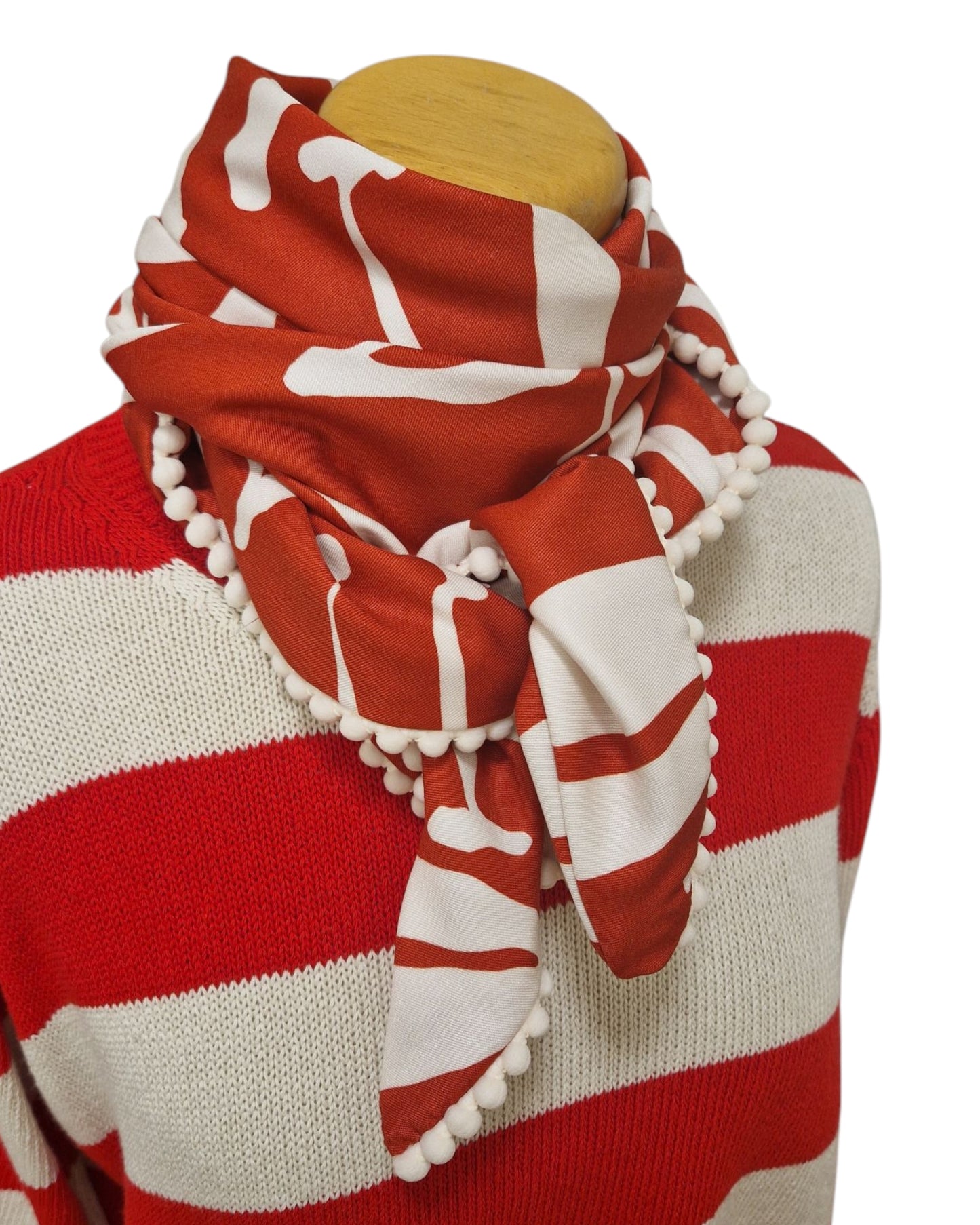 Dreieckstuch Damen Flora, Schal Damen, rot - offwhite, Viskose