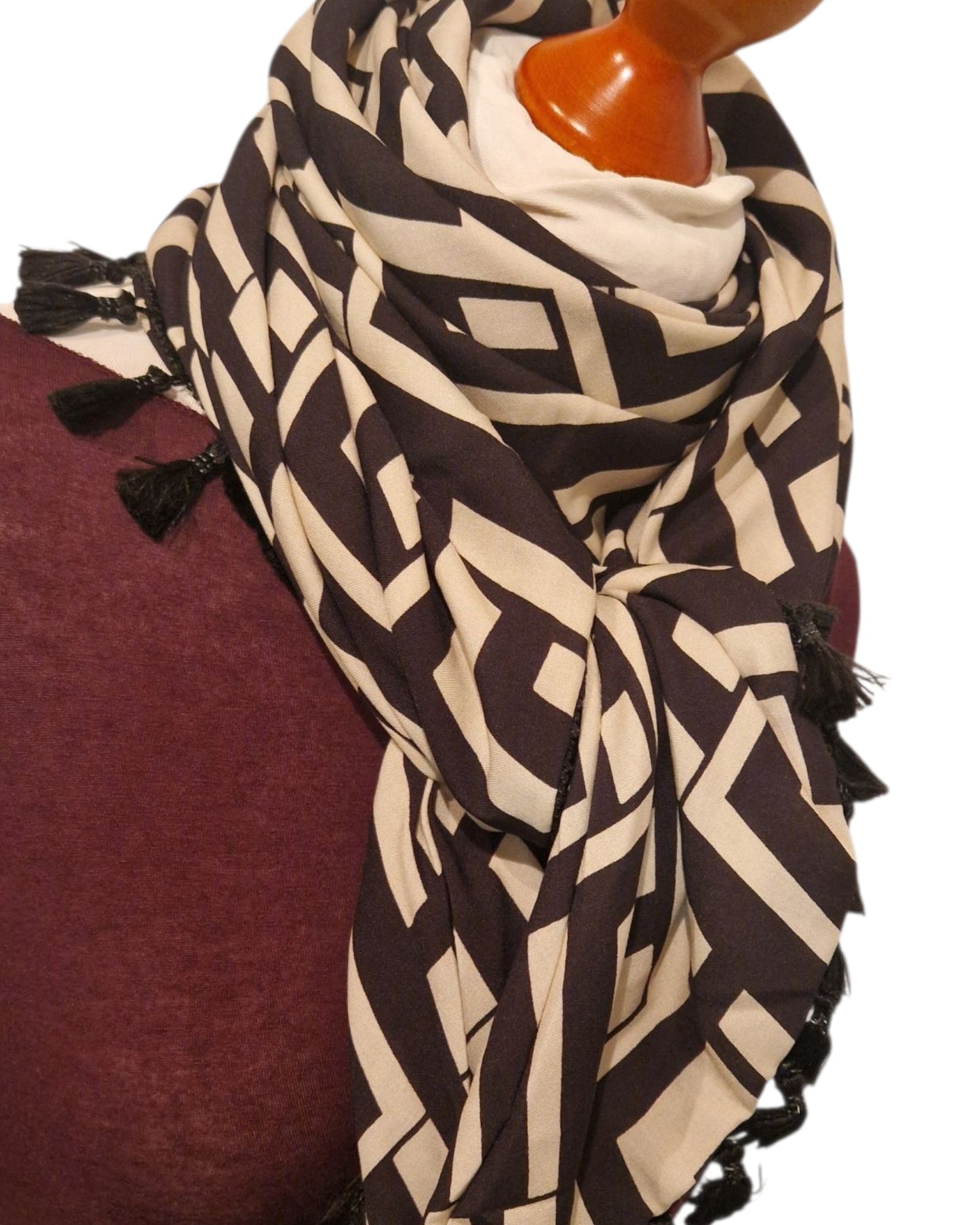 Dreieckstuch Damen Bessie, Schal Damen, beige, schwarz