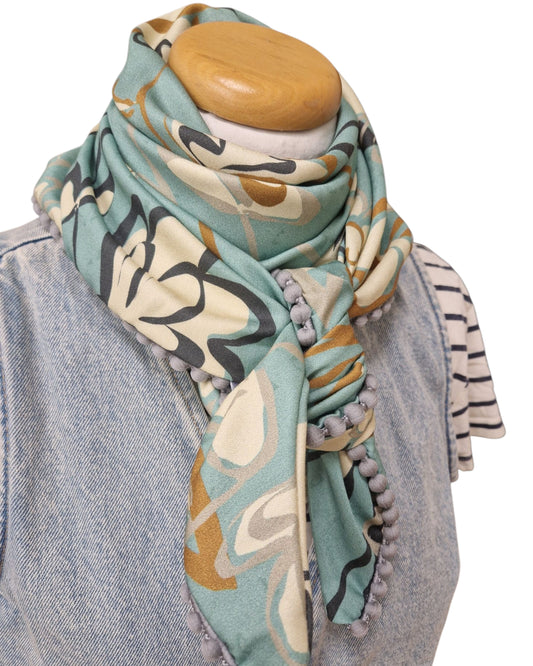 Dreieckstuch Damen, Schal Damen, mint, offwhite, karamell