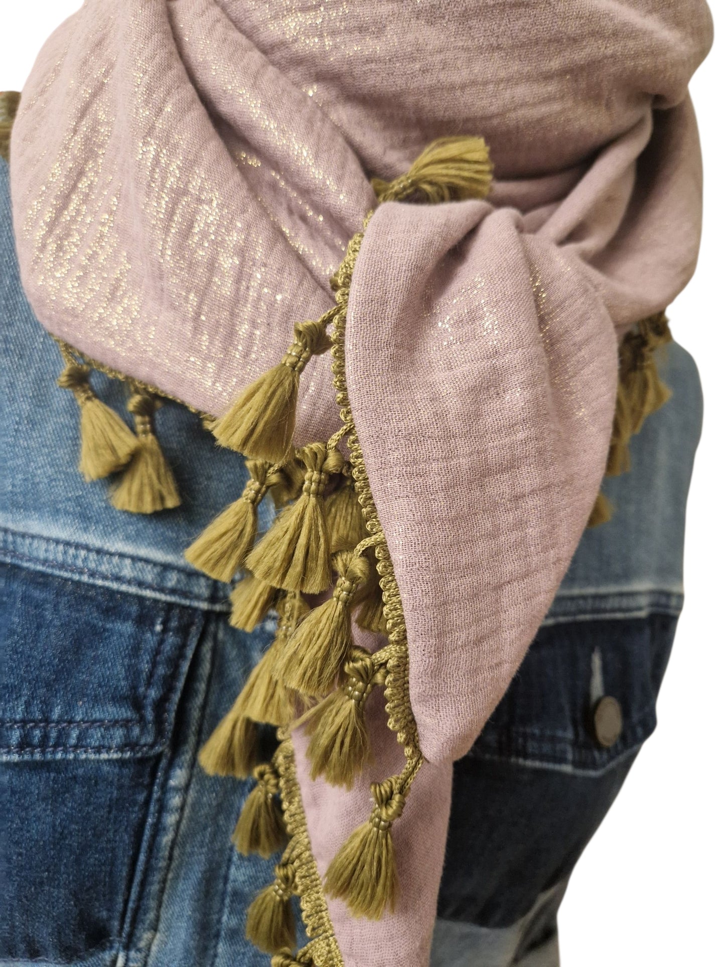 Dreieckstuch Damen Abelle, Schal Damen, Musselinschal, glitzer, mauve