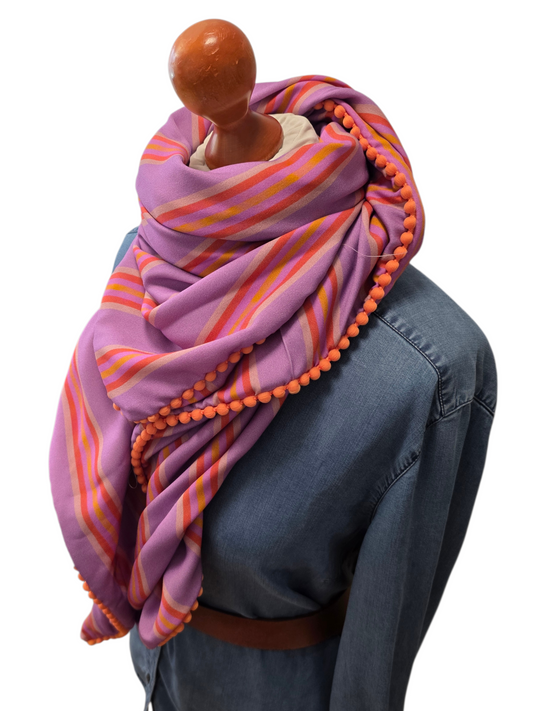Dreieckstuch Damen Desy, Schal Damen, Lila, Orange, Sand, Streifen