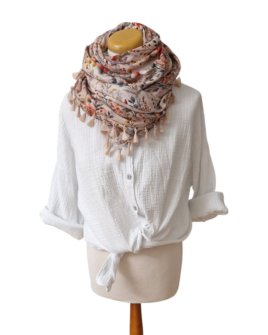Dreieckstuch Damen Charlotte, Schal Damen, Musselinschal, Blumen