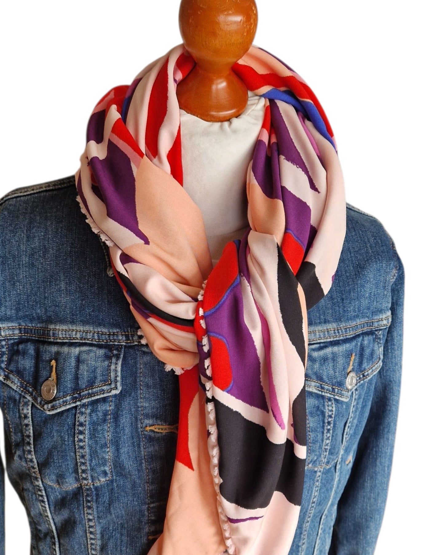 Dreieckstuch Damen Lilo, Schal Damen, lila, schwarz, peach, königsblau