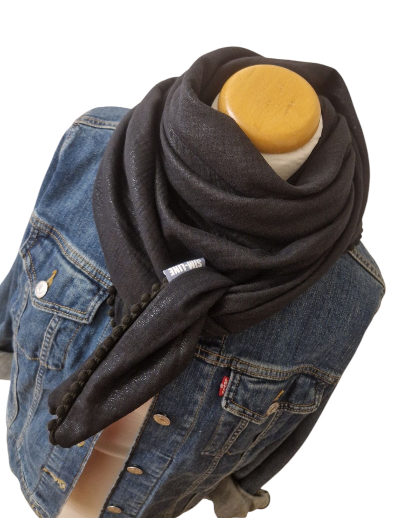 Dreieckstuch Damen Norina, Schal Damen, Musselinschal, Schwarz, Glitzer