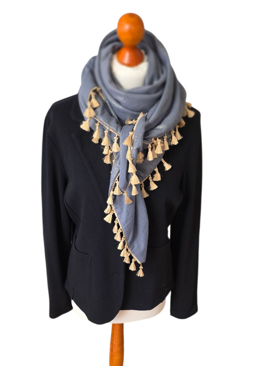 Dreieckstuch Damen Chantal, Schal Damen, Musselintuch, glitzer, Anthrazit