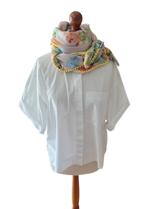 Dreieckstuch Damen Selvaggia, Schal Damen, Blumen, rosa, vanille, grün, türkis