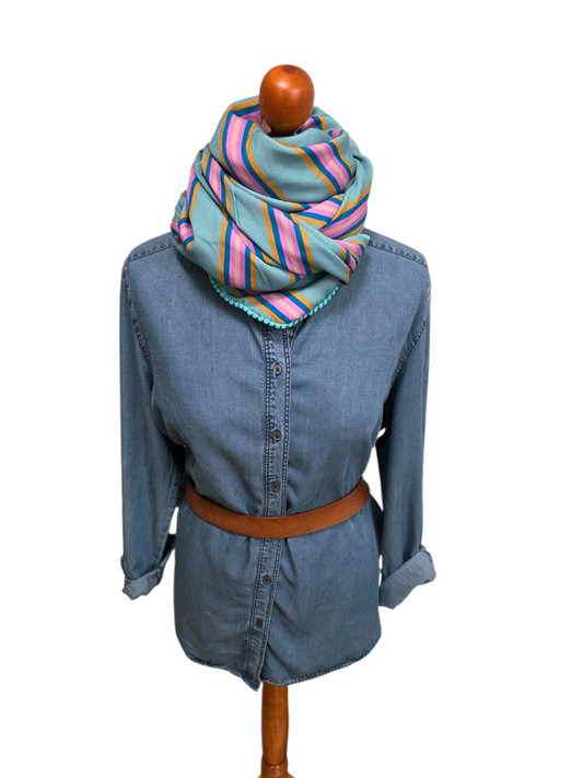 Dreieckstuch Damen Paula, Schal Damen, Streifen, mint, pink, blau, Senf, rose'