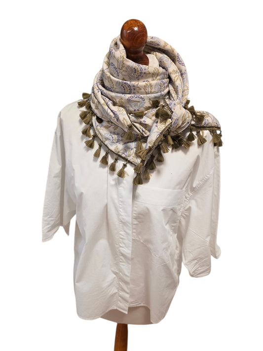 Dreieckstuch Damen Tilda, Schal Damen, ecru, lila, olivegrün