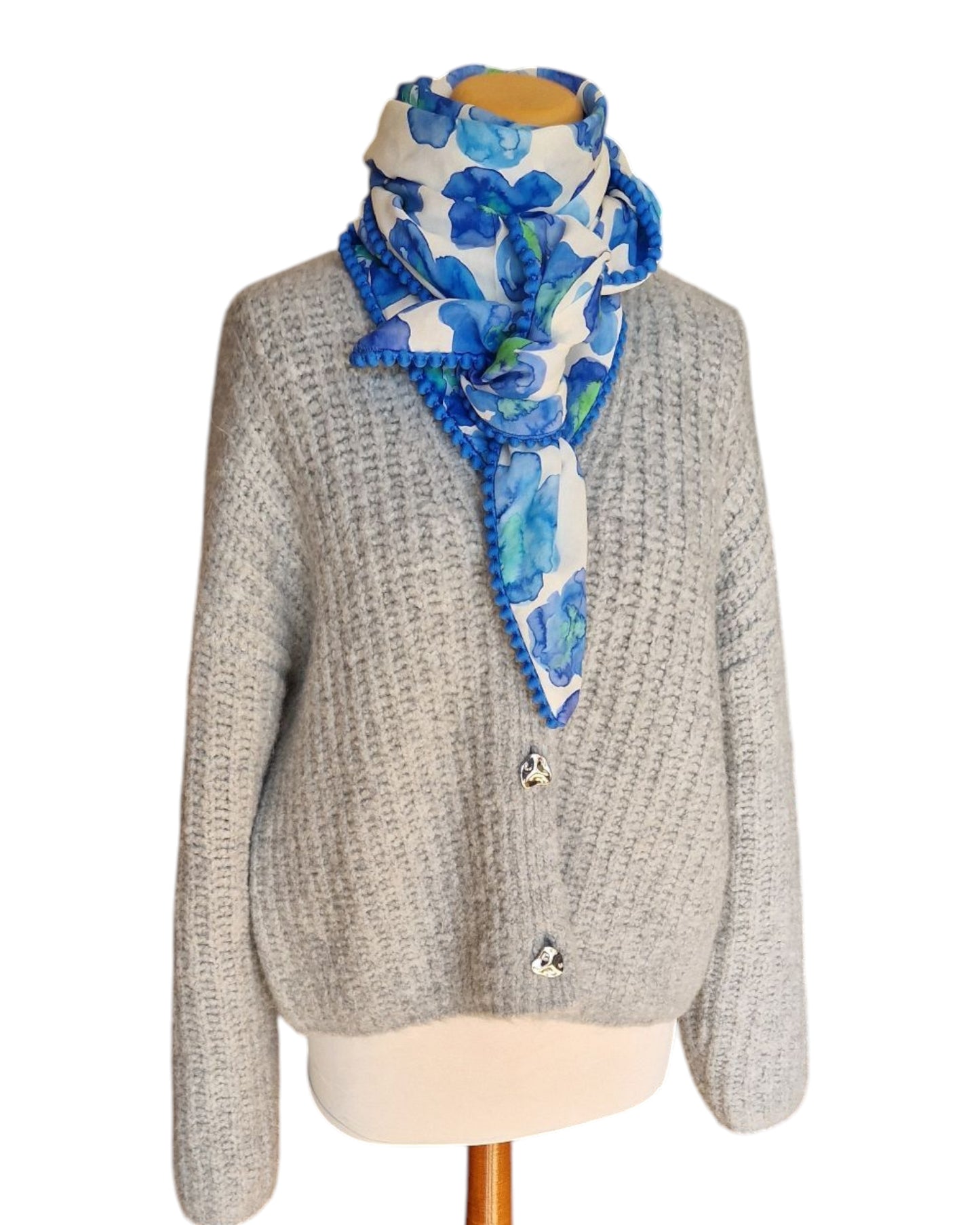 Dreieckstuch Damen Jodie, Schal Damen, blau, grün, weiss