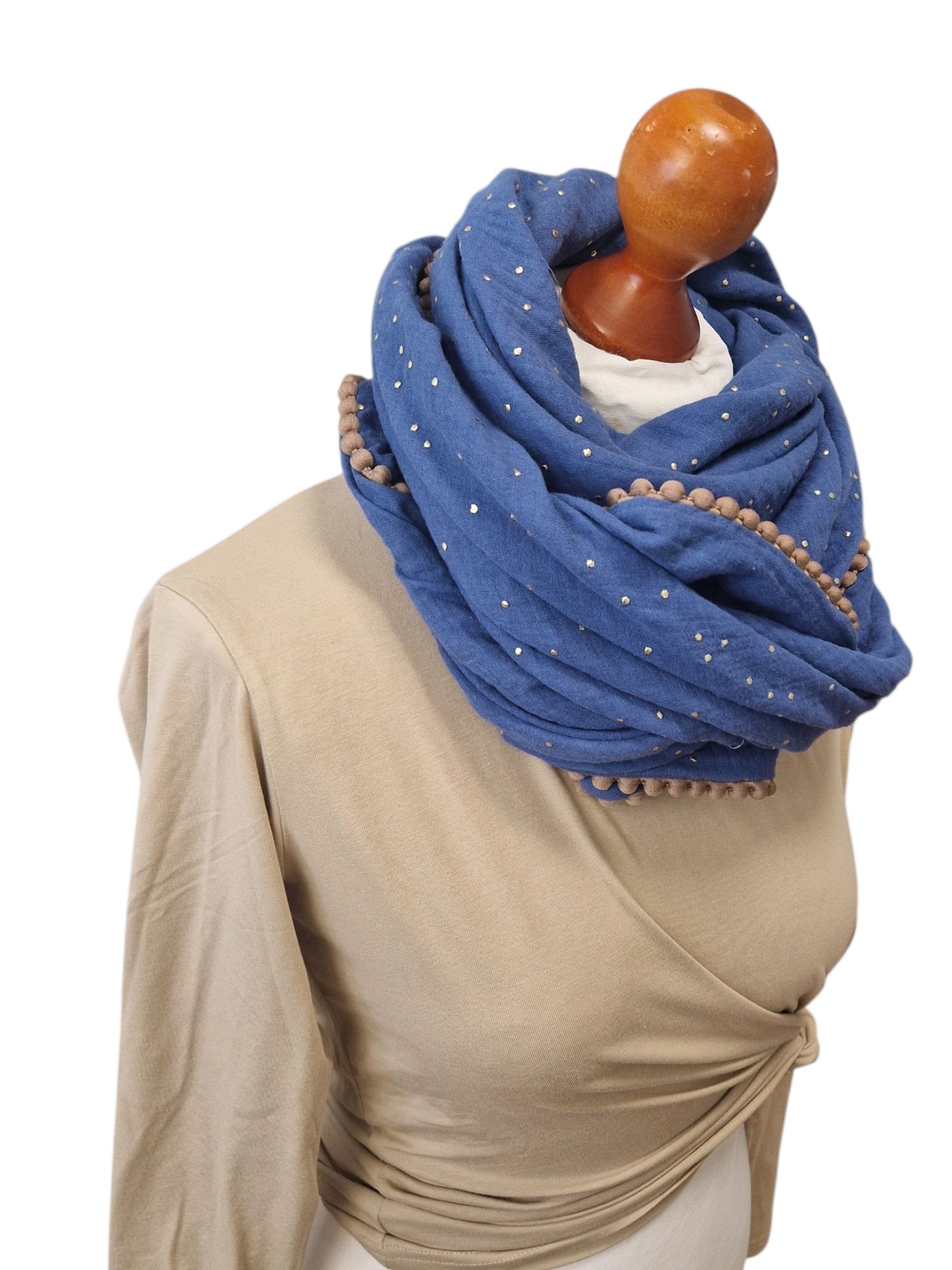 Dreieckstuch Damen Colette, Schal Damen, Musselintuch, jeansblau