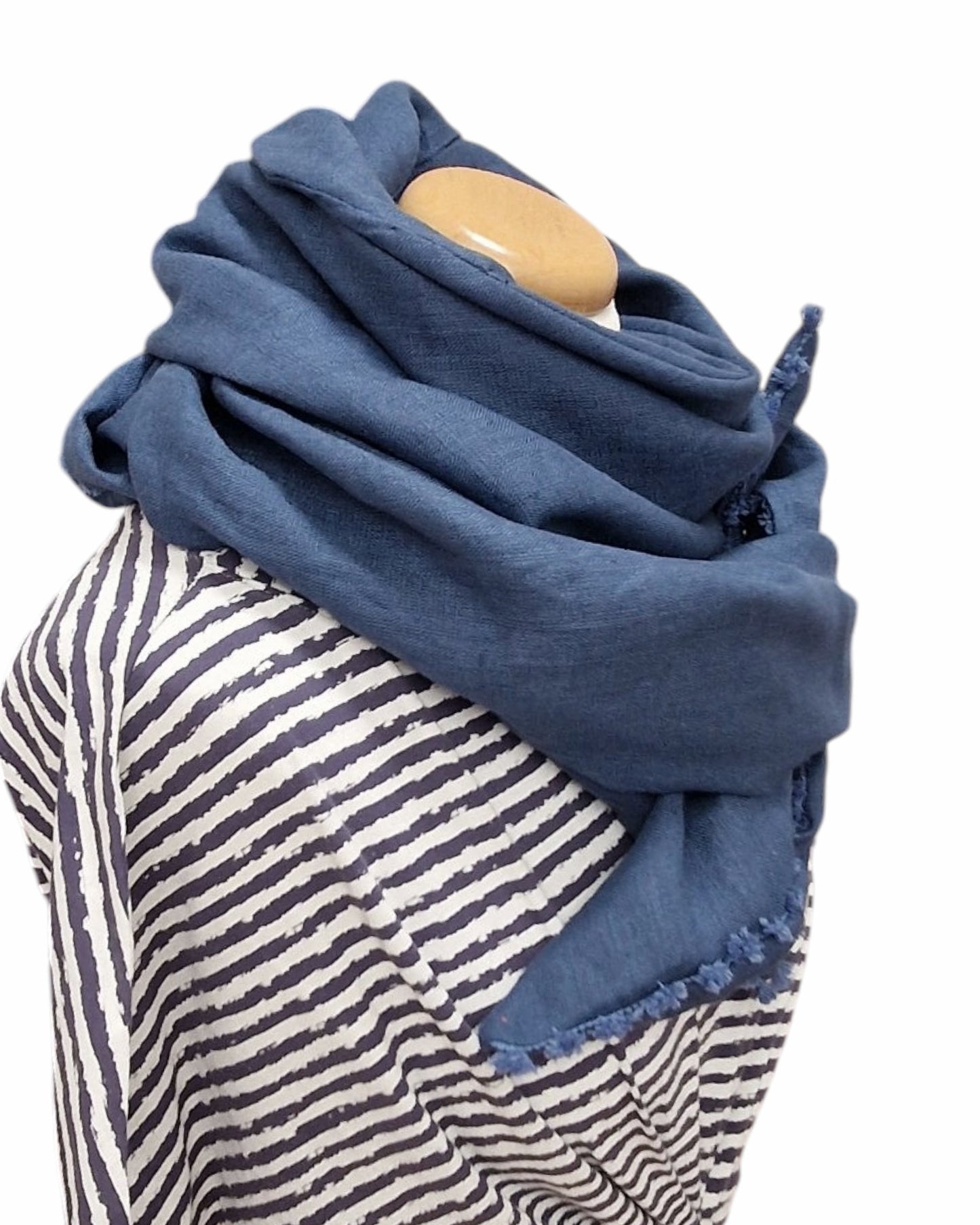 Dreieckstuch Damen Patty, Schal Damen, Leinenschal, jeansblau