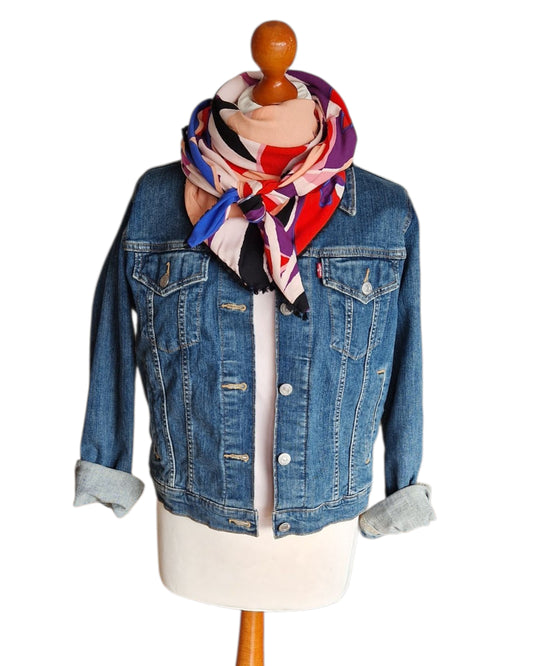 Dreieckstuch Damen Maelle, Schal Damen, rot, peach, königsblau, lila, schwarz