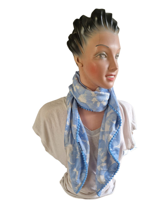 Dreieckstuch Damen Marie, Schal Damen, hellblau, offwhite, Blumen