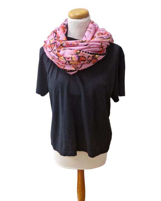 Dreieckstuch Damen Rose, Schal Damen, rosa, schwarz, lila