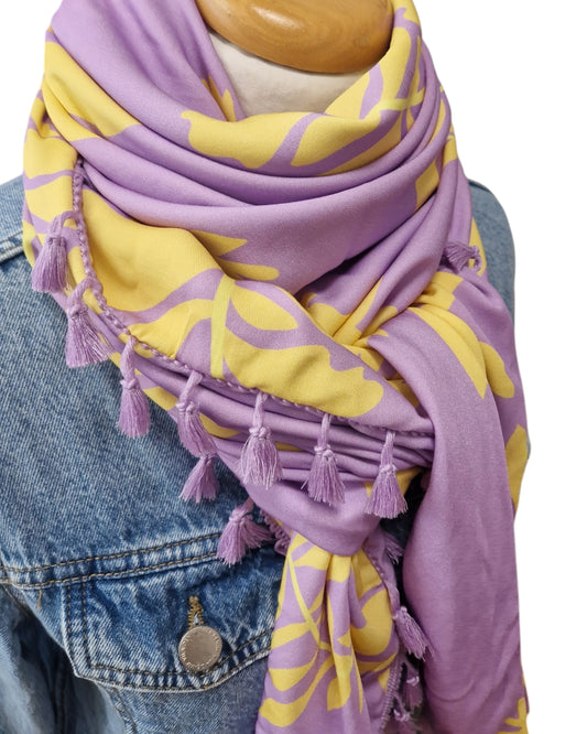Dreieckstuch Damen Stella, Schal Damen Lila, Vanillegelb