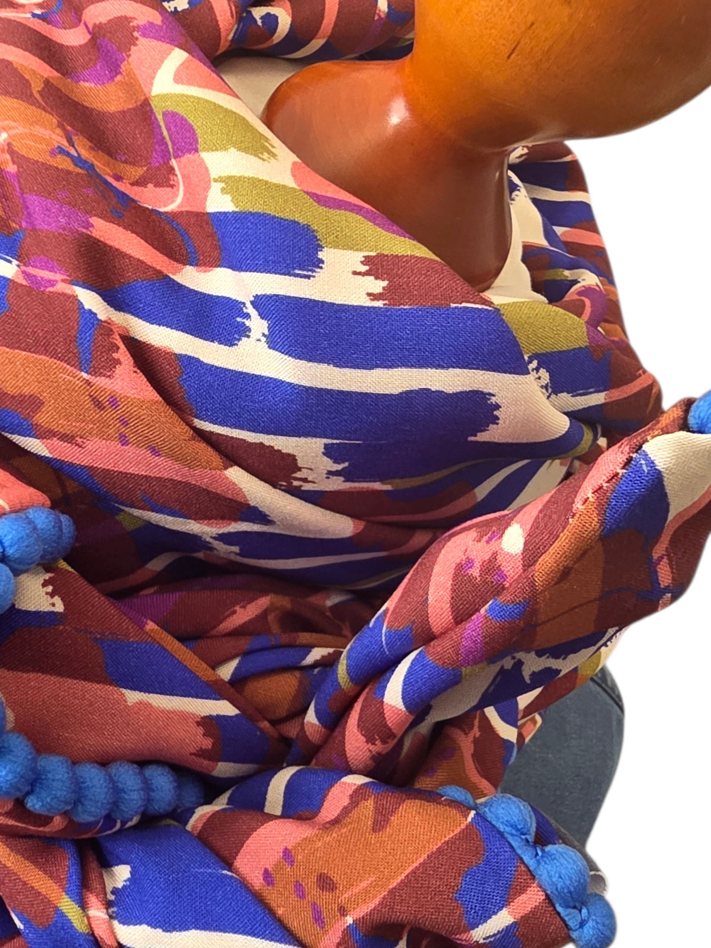 Dreieckstuch Damen Siria, Schal Damen, royalblau, grün, braun, offwhite, peach