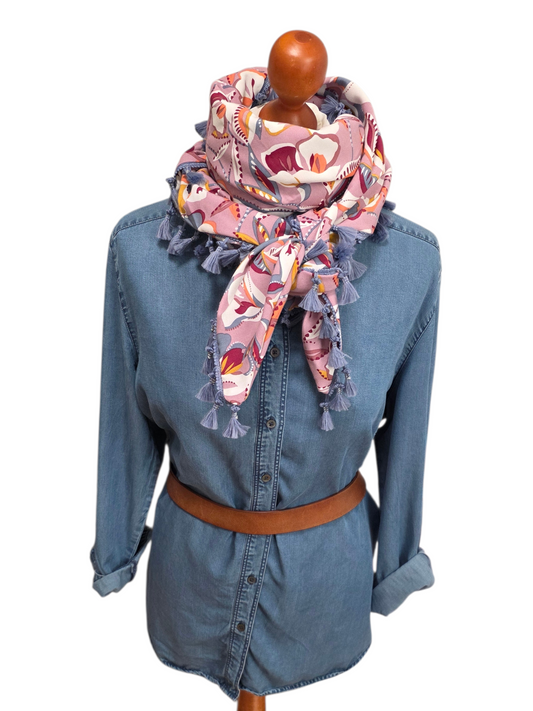 Dreieckstuch Damen Francoise, Schal Damen, rosa, blau, frau, orange