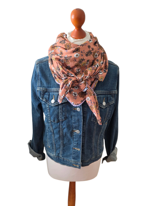 Dreieckstuch Damen Sandy, Schal Damen, hell marsala, Blumen
