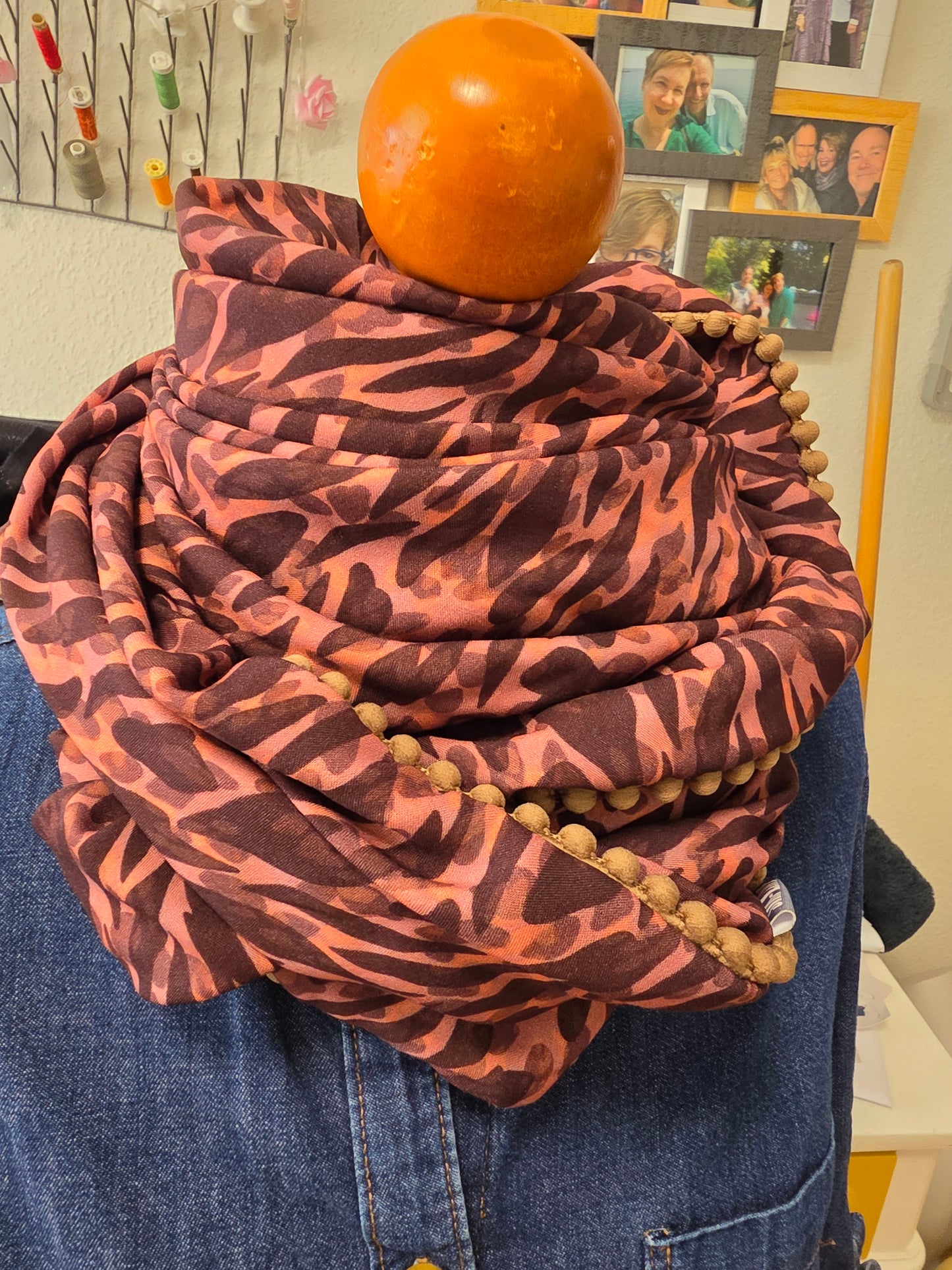 Dreieckstuch Damen Flavia, Schal Damen, braun, Terrasse, marsala