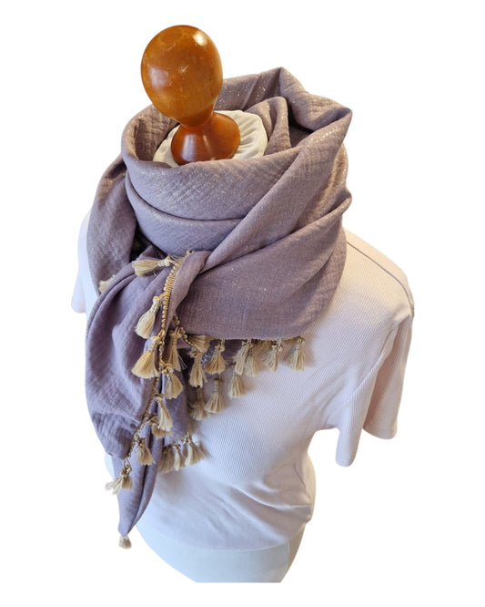 Dreieckstuch Damen Salome', Schal Damen, Musselinschal, glitzer, mauve