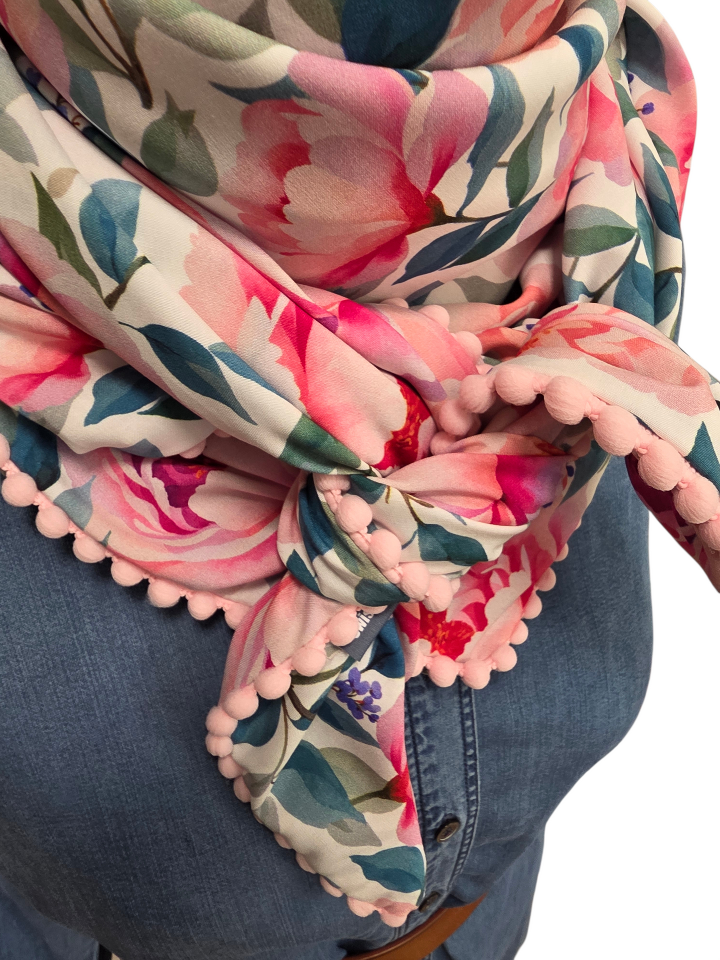 Dreieckstuch Damen Miriana, Schal Damen, Rosen, pink rosa, grün